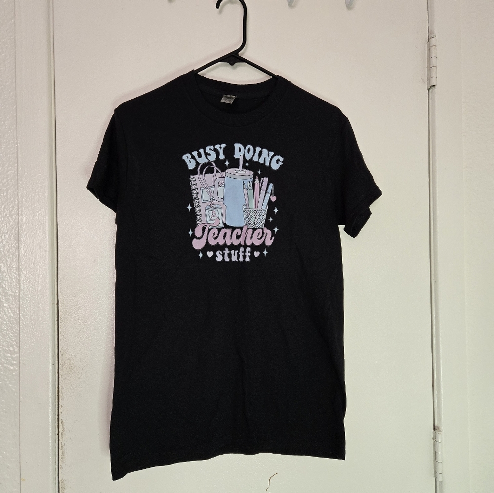 Black Graphic Tee with Teacher Design Tshirt